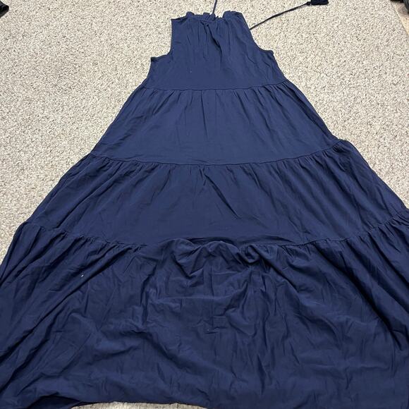 Lilly Pulitzer Malone Maxi Dress Navy Sz XS Tiered Tassels Resortwear Coastal - Picture 3 of 7